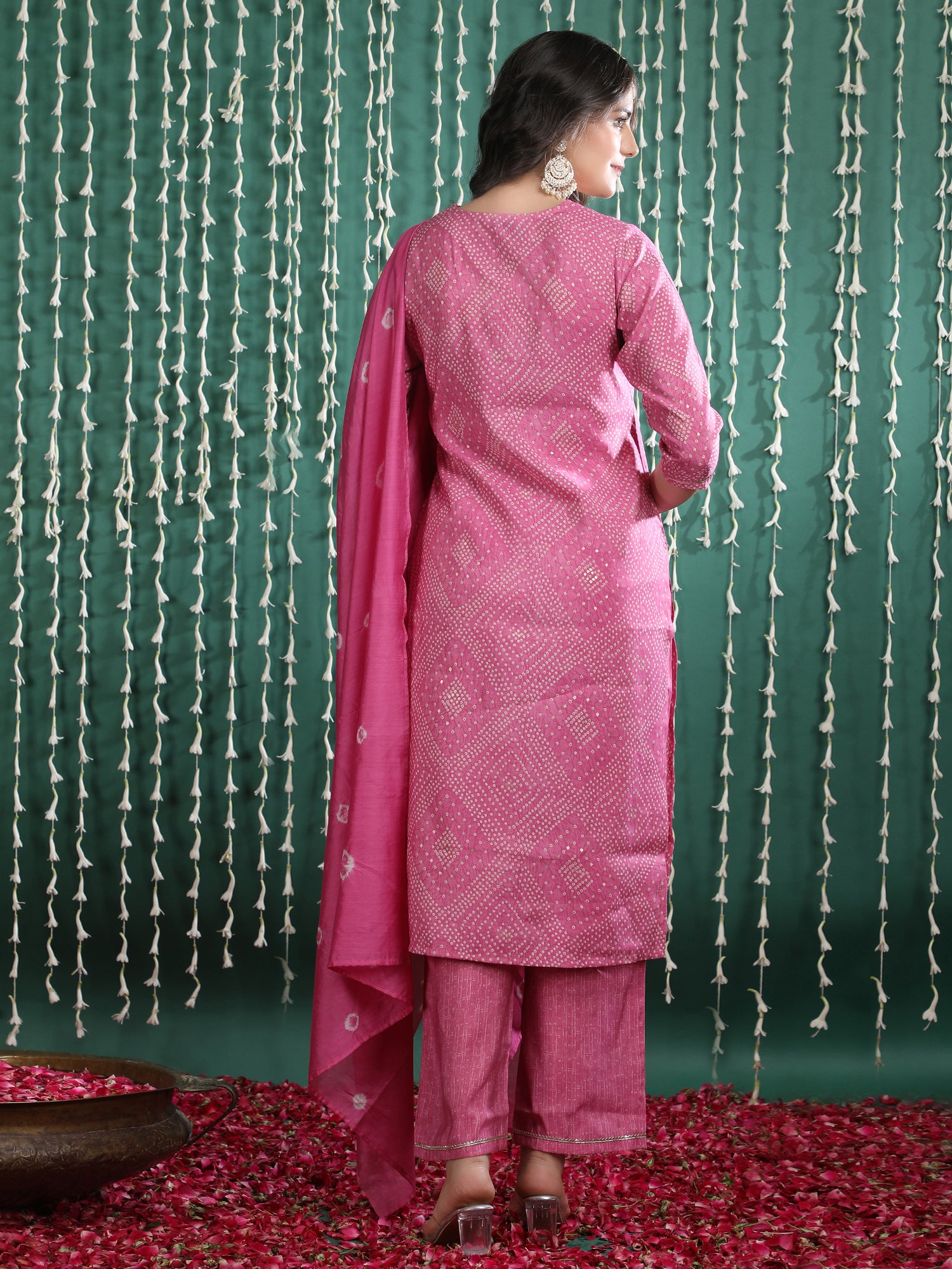 Women Ethnic Motifs Printed Regular Gotta Patti Kurta with Trousers & With Dupatta